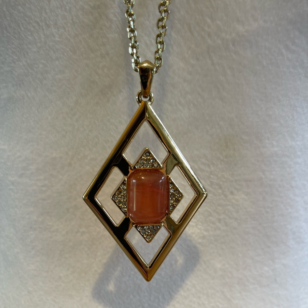 White House Black Market Gold and Orange Geometric Necklace